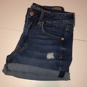 AEO high rise shortie jean shorts